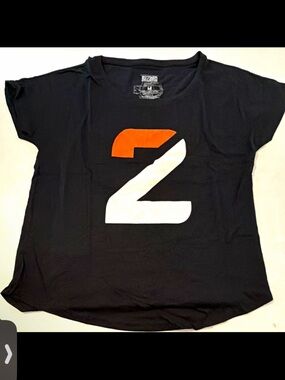 Blizzard Women's Black Short Sleeve Tee with White & Orange '2' Graphic